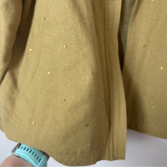 Oleg Cassini Vintage Open Front Jacket – 100% Silk, Gold Jeweled Front - Picture 2 of 13